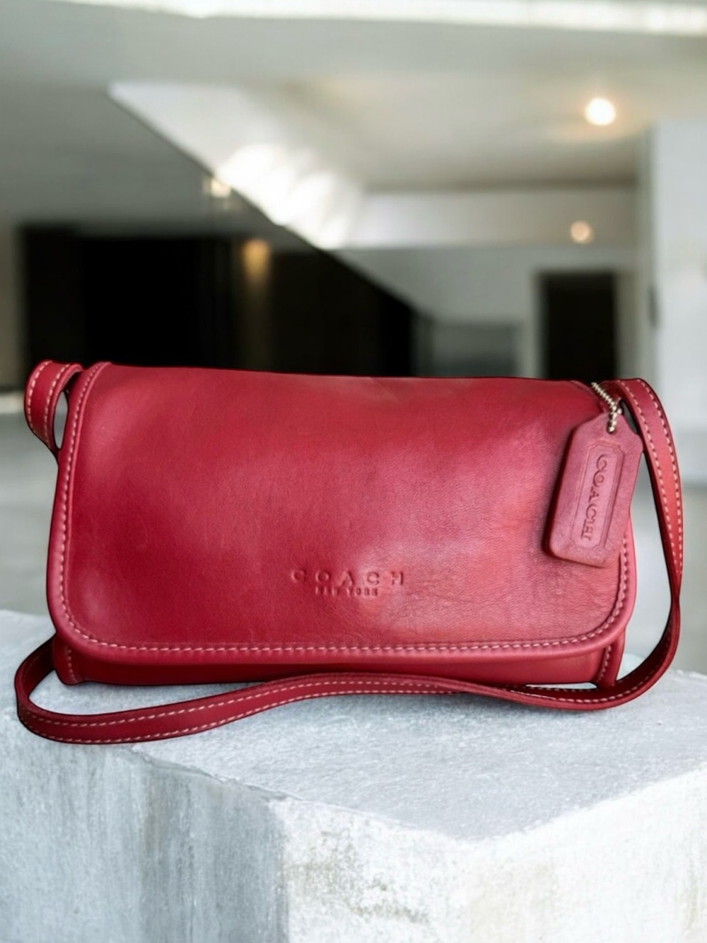 🆕 Rare Coach Legacy Red Leather Demi Flap Shoulder Bag